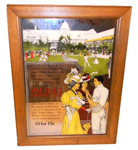 Vintage Murad Turkish Cigarettes Mirror Advertisement 10 for 15c @Casino Newport