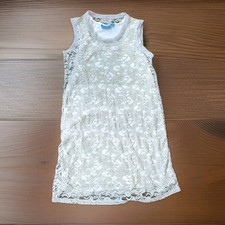 Simply Vera Vera Wang Sz L Beige Lace Dress Lined Scoop Neck Sleeveless 