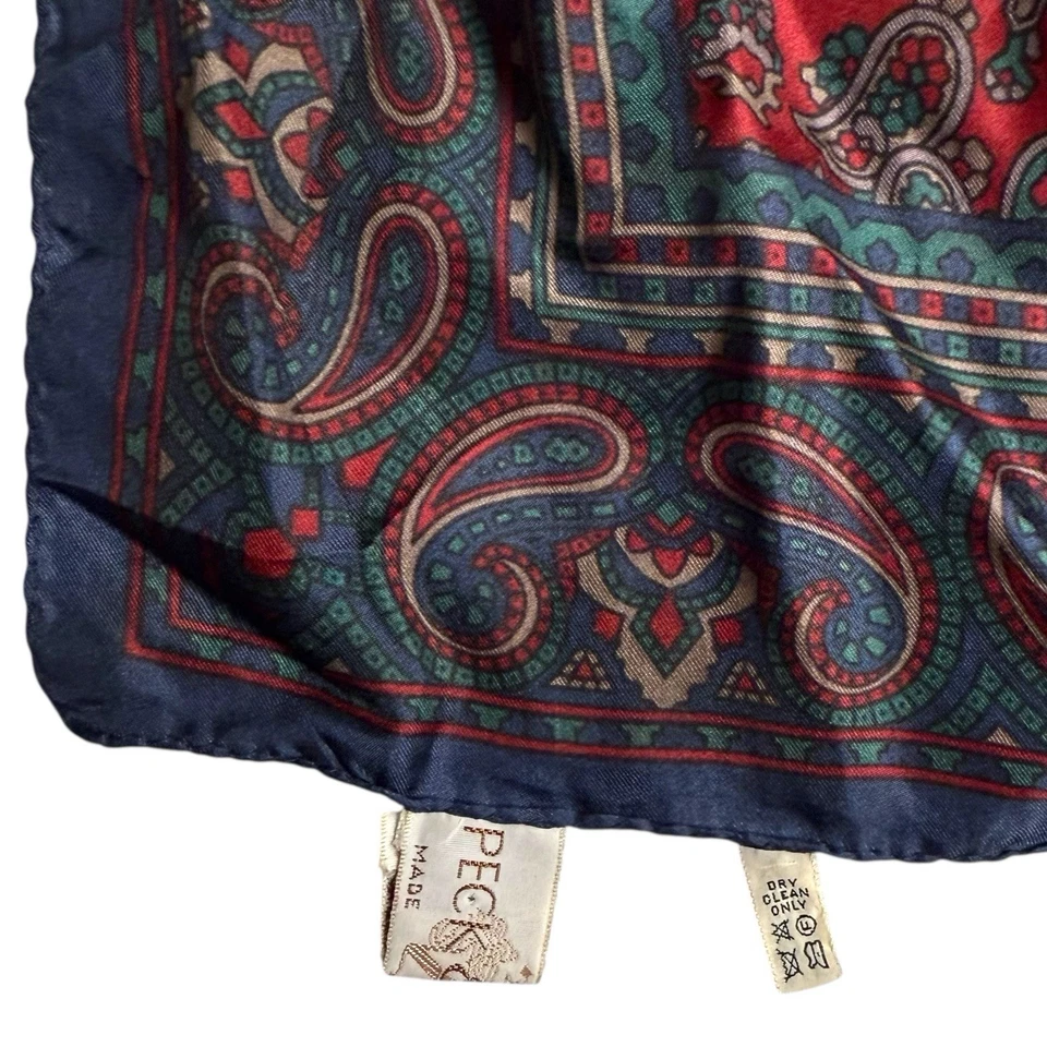 Bufanda de seda italiana vintage Peck & Peck cachemira granate azul marino clásica preparación para el patrimonio Foto 2 de 4