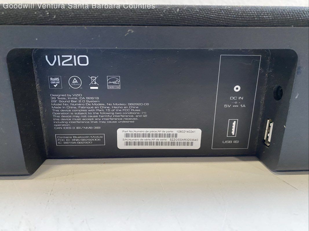 Vizio Bluetooth Soundbar Model: SB2920-C6 - Tested | eBay