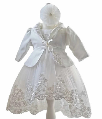 Taufkleid Gr. 62 68 (3-6 Monate) Kleid Babykleid Taufe Party Stirnband Bolero