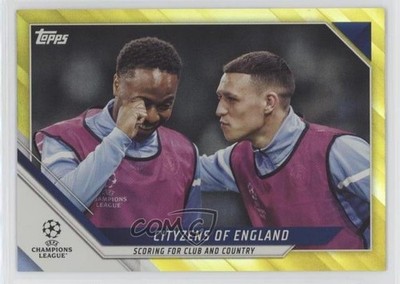 2021 UEFA Champions League Checklist Yellow Foil Phil Foden Raheem Sterling 02v3