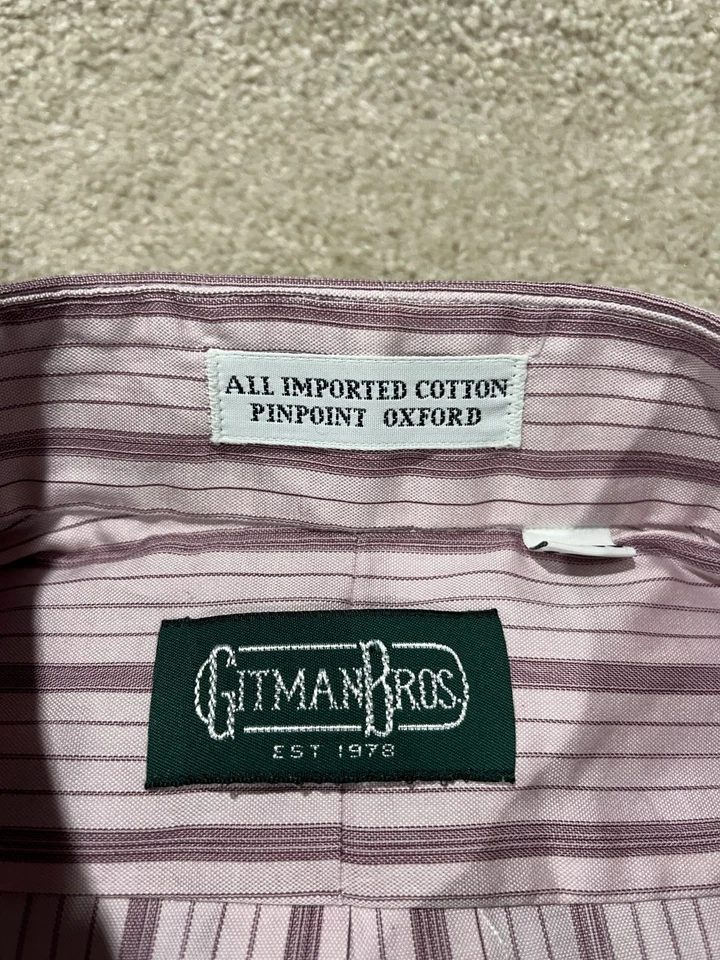 Camisa De Colección Gitman Bros Para Hombres 17 35 Pinpoint Oxford Vestido Abotonada Hecha en EE. UU. Foto 4 de 4