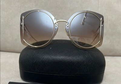 Salvatore Ferragamo SF196S 704 Oversized Round Sunglasses Gold Brown Gradient
