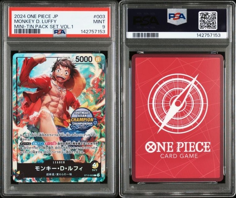 PSA 9 Luffy ASIA Mini-tin Pack Set vol.1 ST13-003 L Promo One