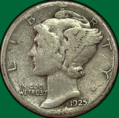 1925-S Mercury Dime Choice Fine F+ Coin #36917