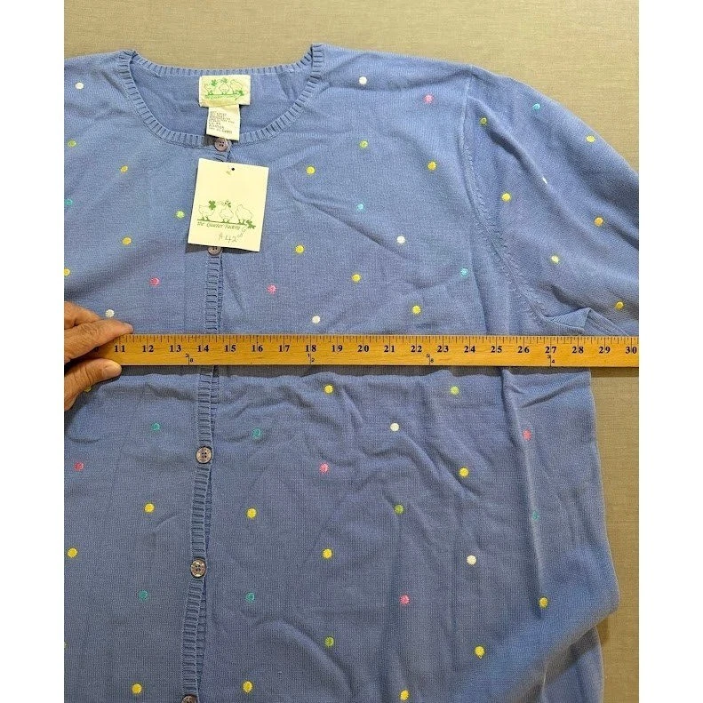 Quaker Factory Sweater Purple 3X Polka Dots Button Long Sleeve Cardigan - Image 4 of 4