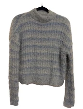 Candie's Junior Girls Wear Large Fuzzy Crop Sweater Blue Long Sleeve Soft Comfy