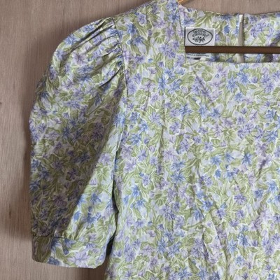 Vintage Early Laura Ashley Prairie Dress Sz 4 100% Cotton Made In Great Britain