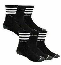 6 Pair Adidas MEN CLIMALITE CREW CUSHIONED DRY Socks BLACK WHITE Large 6-12 24