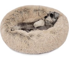 Friends Forever Donut Dog Bed Faux Fur Fluffy Calming Donut Medium Dogs Soft