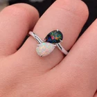 Black White Ethiopian opal gemstone 925 sterling silver Ring jewelry Gift her l5