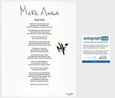 ‘Mark Ambor’ Signed Lyric Sheet ‘Good To Be’ Pop Singer ACOA