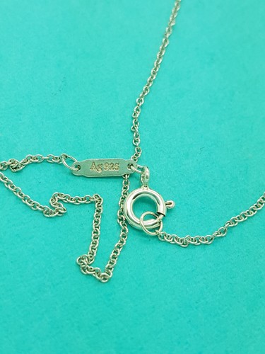 Tiffany & Co. Silver Diamond Double Heart pendant 18" adjustable Necklace - Picture 4 of 11