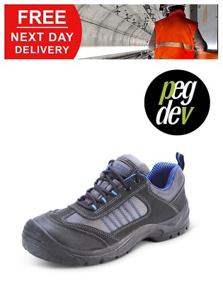 SICHERHEITSSCHUHE SCHWARZ/BLAU DUAL DENSITY SNEAKER SCHUH GRÖSSEN 5-13 HGCF17BS