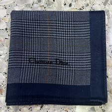 MAN BLUE HANKY HOUNDSTOOTH CLASSIC CHECKS VTG COTTON POCKET ART SQUARE 18   CD23