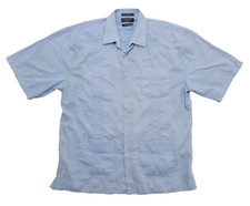 Giancarlo Guayabera Men's Large Blue Cuban Beach Wedding Short Sleeve Button Up