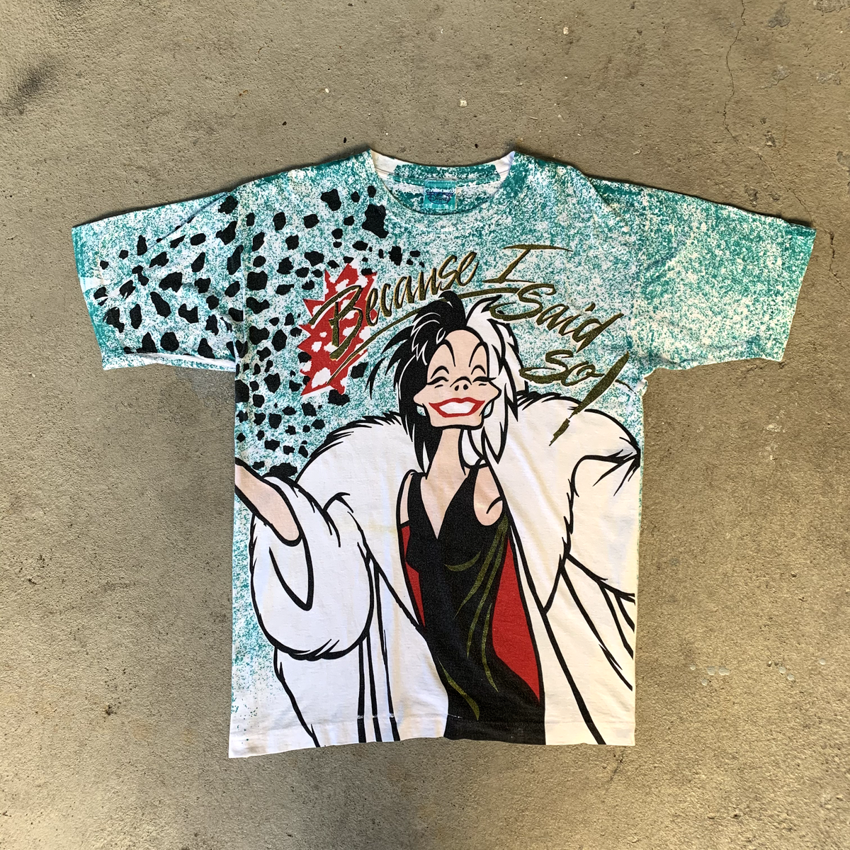 Vintage Rare All Over Print Disney Villains 101 Dalmatians