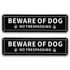 Beware of Dog No Trespassing Sign, 12x3 Inch Rust Free .040 Aluminum Metal Si...