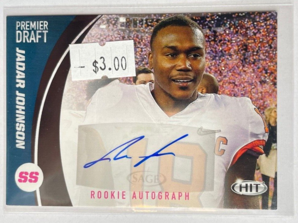 Jadar Johnson 2017 Sage Hit Autographs RC AUTO #A18 Clemson Tigers NY Giants