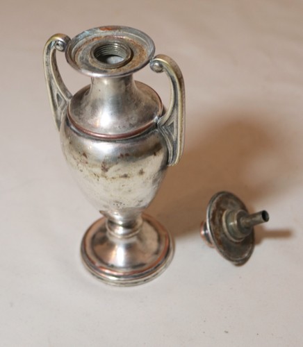 antique 1800's miniature silver plate cigar lighter brass bronze urn oil lamp - Picture 8 of 8