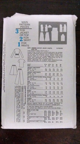 Vogue Vintage 70s 80s 9270 Jacket Skirt Flared Pants Top Size 14 Uncut - Picture 2 of 2