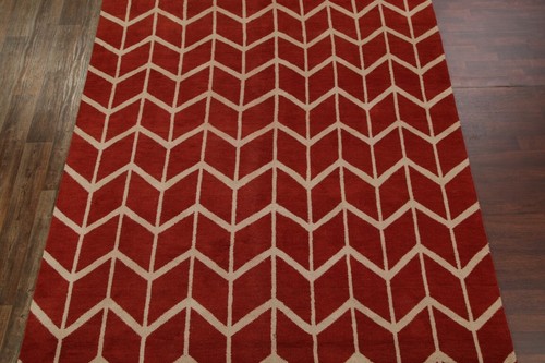 Red/ Ivory Moroccan Trellis Hand-knotted 9'x12' Area Rug Wool Living Room Carpet - Picture 3 of 11