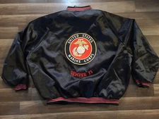 USMC Marines Vintage 90s Mens Nylon Satin Button Jacket Coat XL New Sgt Grit