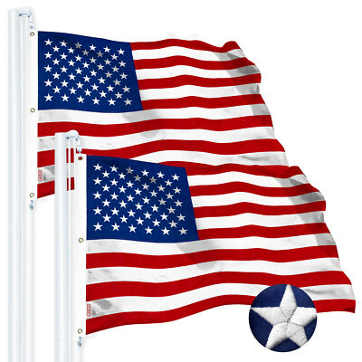 NEW G128 USA Flag 2-Pack 5x8 FT, American Embroidered Spun Polyester