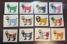 Goat USA Lot 12 Stickers Cowboy Lion Tiger Jazz NY Lazy Chillen Blue Green Pink+