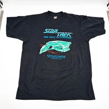 1991 Star Trek Next Generation Romulan Warbird Large Black T-Shirt TV Show Promo