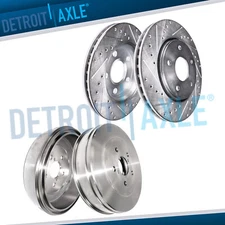 10.83" Front Drilled Brake Rotors Rear Drums for 2005 - 2015 Toyota Tacoma 5-LUG