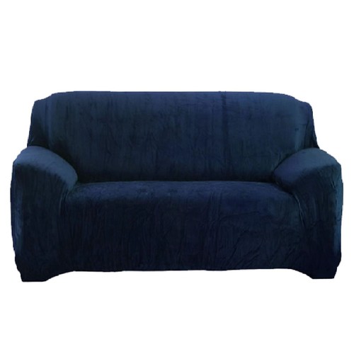 1/2/3 Velvet Elastic Stretch Sofa Cover Seat Couch Slipcover Protector Navy Blue - Picture 12 of 18