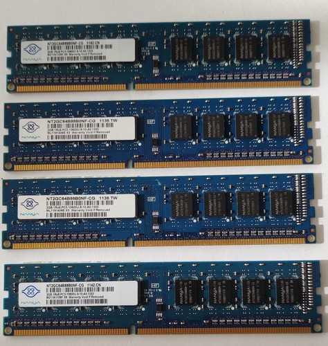 RAM DDR3 8GB 4x2GB NANYA 1Rx8 PC3-10600U 4 Speicher Module Memory