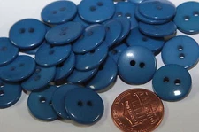 24 Deep Blue Plastic Buttons 9/16" 15mm # 5398