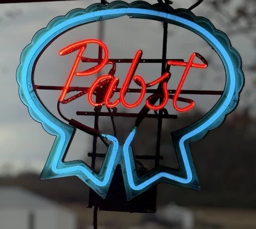 Pabst Blue Ribbon Beer Neon Light Sign 21"x 20.5” Vintage PBR • 1992 • Bar / Pub