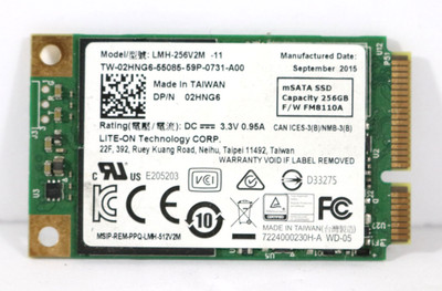 Lite-On 256GB mSATA SSD Solid State Drive LMH-256V2M D/P 02HNG6