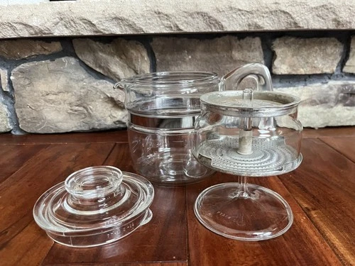 Vintage Pyrex Flameware 2 - 4 Cup Coffee Glass Percolator