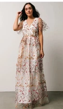 Baltic Born Womens XL Marseille Maxi Dress Floral Short Sleeve **NWT**