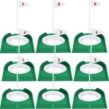 9 Pack Golf Putting Cup and Flag Plastic Golf Hole Training Aids Training Put...