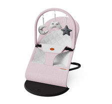 Baby Bouncer Tri-Fabric with Toy Bar - Pink