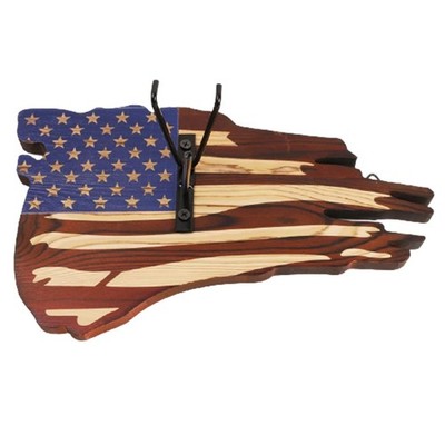 European Mount Deer Skull Hanger Kit USA Flag Wood Plaque Trophy Display