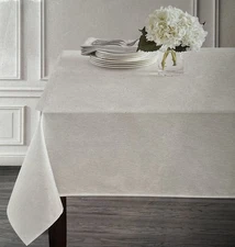 NEW Benson Mills Fabric Table Cloth Oblong 60” x 84” White Textured Cesna NWT