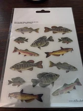 1 Small Sheet of Fresh Water Fish Stickers from The Paper Studio