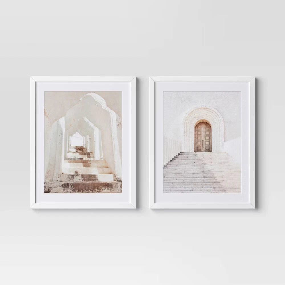 (Set of 2) 16"x20" Architecture Framed Arts Neutrals - Threshold: Vertical Wall