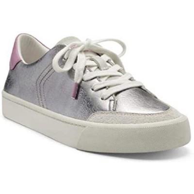 $139 LOUISE ET CIE Baraz Metallic Silver Leather Sneakers Shoes Women's SZ 6 EUC