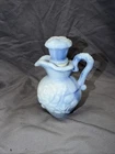 EUC Vintage 1978 Avon Victorian Style Blue Rose Milk Glass Pitcher W/Stopper