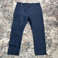 Wrangler Jeans Men  s Original Fit Dark Blue Denim Western Cowboy 13MWZ Sz: 42X32