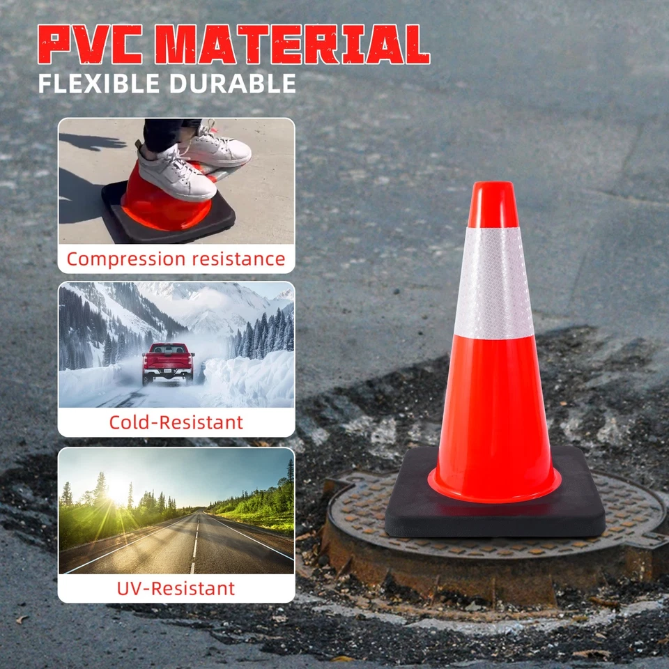 4 PACK-18'' Heavy Duty Traffic Safety Cones,5lbs Weight,W  Reflective Collar - Image 4 of 4