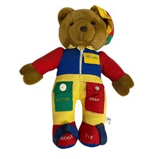 Vtg Chosun Teddy Bear Learning Kids Children Colors Button Tie Snap Buckle HN